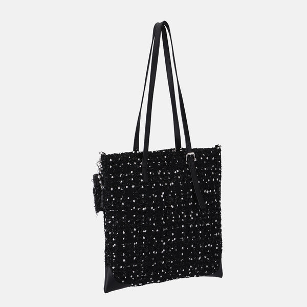 Tweed Square Snow Black + Tweed Chain, Tweed Logo Tag