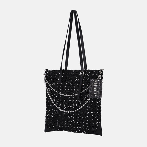 Tweed Square Snow Black + Tweed Chain, Tweed Logo Tag