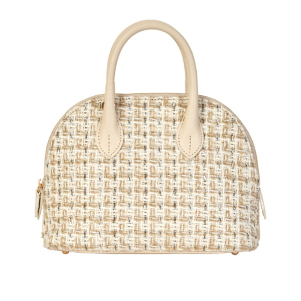 Tweed Halfmoon Bag_Macadamia