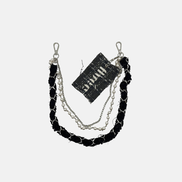 Tweed Square Snow Black + Tweed Chain, Tweed Logo Tag