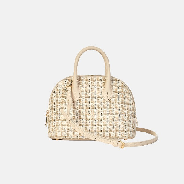 Tweed Halfmoon Bag_Macadamia